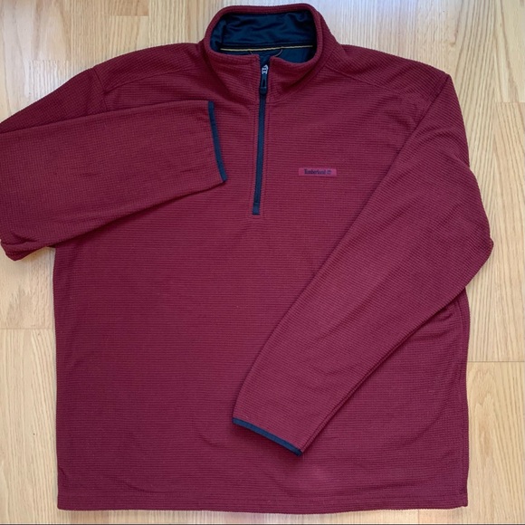 Timberland Maroon Fleece Quarter Zip Pullover XXL - Picture 2 of 5